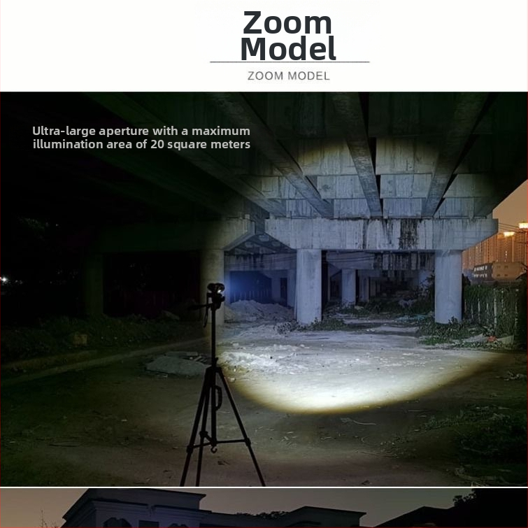 Punopunjiva LED lanterna, 20W, 5800 mAh, aluminijsko kućište, domet 200–500 m