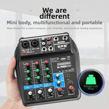 Voice Tone 4-καναλ μίνι ψηφιακός μίκτης USB με Bluetooth κάρτα ήχου για επαγγελματική σκηνή