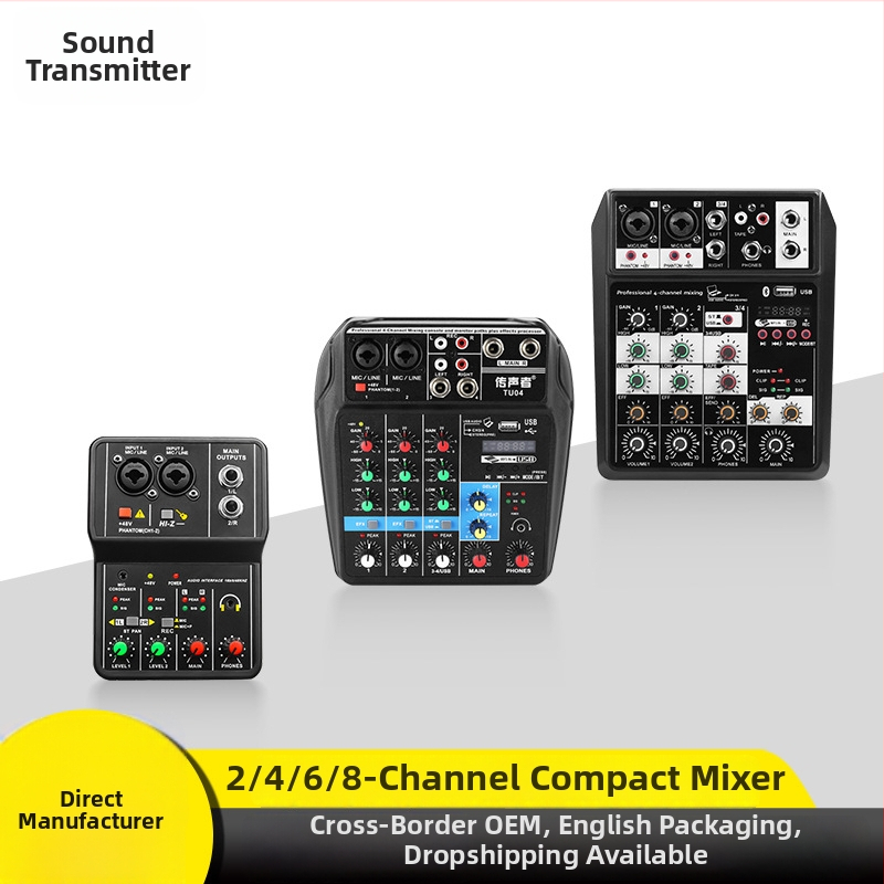 Voice Tone 4-καναλ μίνι ψηφιακός μίκτης USB με Bluetooth κάρτα ήχου για επαγγελματική σκηνή