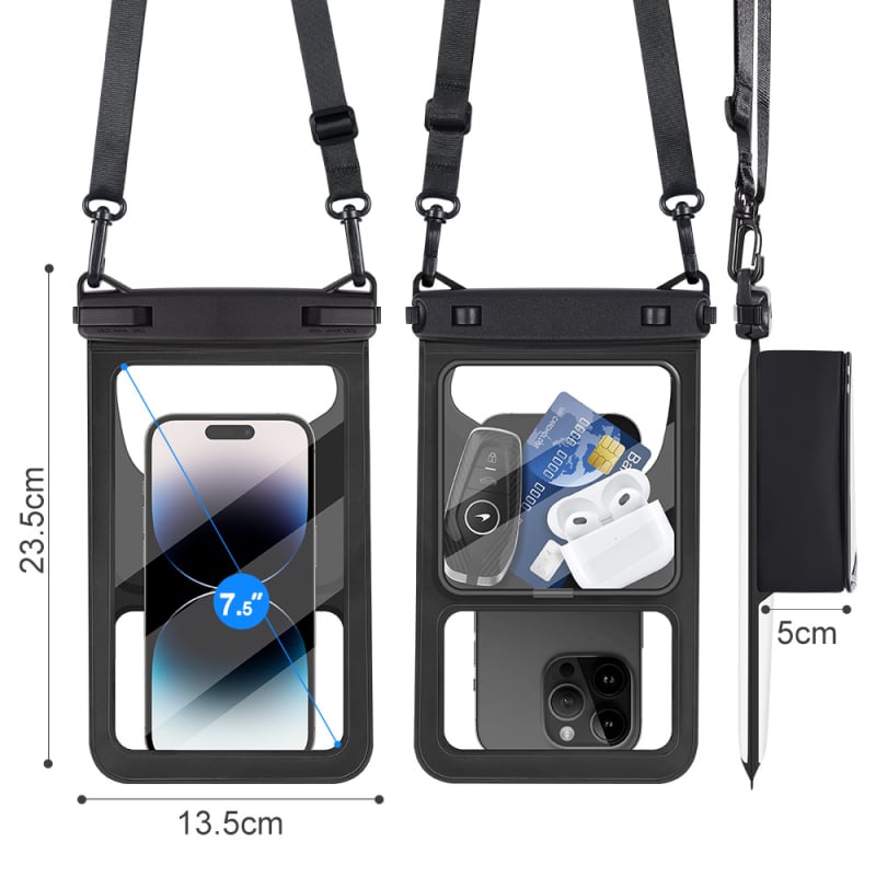 Vodootporna torbica za telefon s dodirnim zaslonom za podvodnu fotografiju, vanjska PVC torbica, prilagodljiva s otisnutim logom, kapacitet 7.5