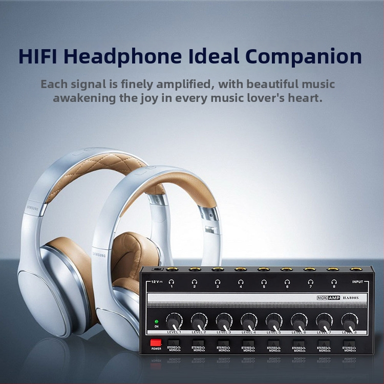 Ενισχυτής ακουστικών παρακολούθησης και μίκτης 4/8 καναλιών – HA800S, 12V, 5W, ήχος 2.0 καναλιών