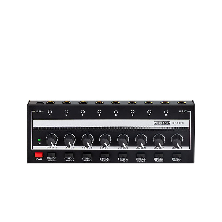 Ενισχυτής ακουστικών παρακολούθησης και μίκτης 4/8 καναλιών – HA800S, 12V, 5W, ήχος 2.0 καναλιών
