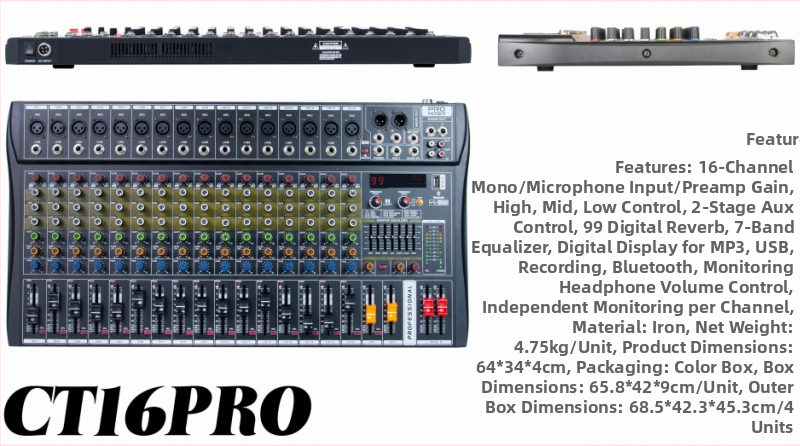 Μίκτης Bluetooth USB με 6/8/12/16 καίλια για οικιακό στούντιο, ηχογράφηση μπάντας και ζωντανές παραστάσεις