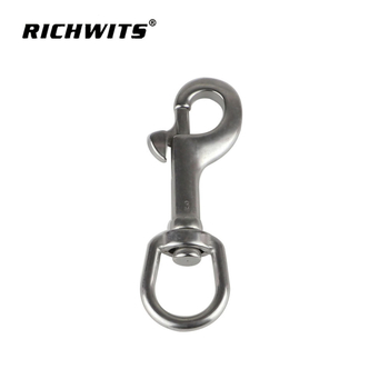 Inel oval din oțel inoxidabil cu cârlig cu un capăt și arc – pentru lese de câine și bagaje