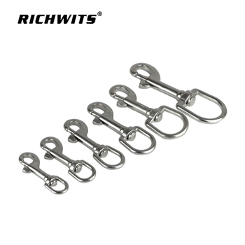 Inel oval din oțel inoxidabil cu cârlig cu un capăt și arc – pentru lese de câine și bagaje