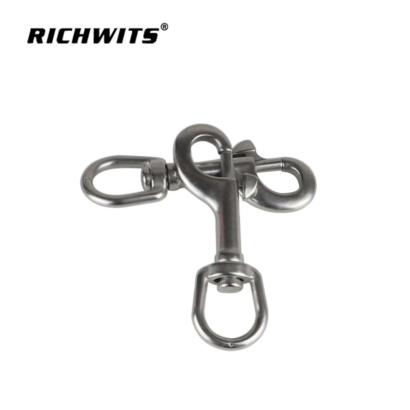 Inel oval din oțel inoxidabil cu cârlig cu un capăt și arc – pentru lese de câine și bagaje