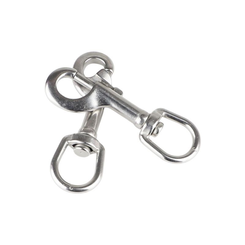 Inel oval din oțel inoxidabil cu cârlig cu un capăt și arc – pentru lese de câine și bagaje