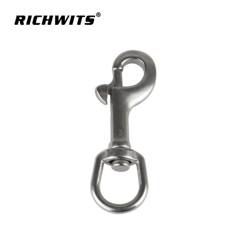 Inel oval din oțel inoxidabil cu cârlig cu un capăt și arc – pentru lese de câine și bagaje