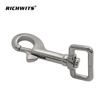 Oțel inoxidabil: inel pătrat cu cârlig unic pentru câini — hardware universal pentru lesă cu cârlig cu arc și șurub rotativ (304/316 SS)