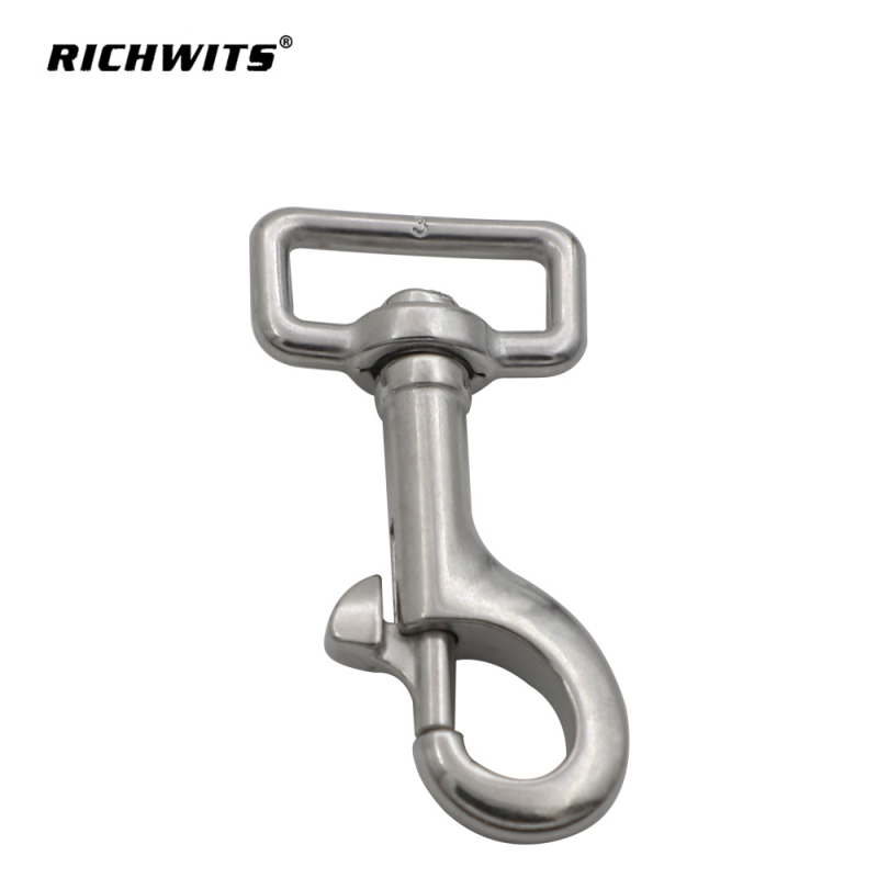 Oțel inoxidabil: inel pătrat cu cârlig unic pentru câini — hardware universal pentru lesă cu cârlig cu arc și șurub rotativ (304/316 SS)