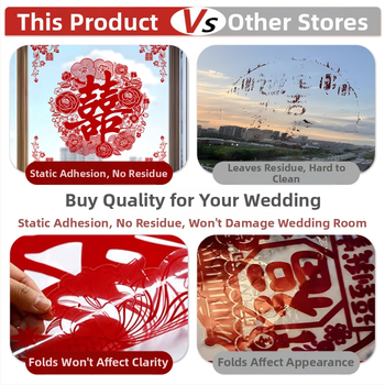 Maiwei statická nálepka na okno pre svadobnú výzdobu – inštalácia bez vŕtačky, okno výzdoba na svadbu