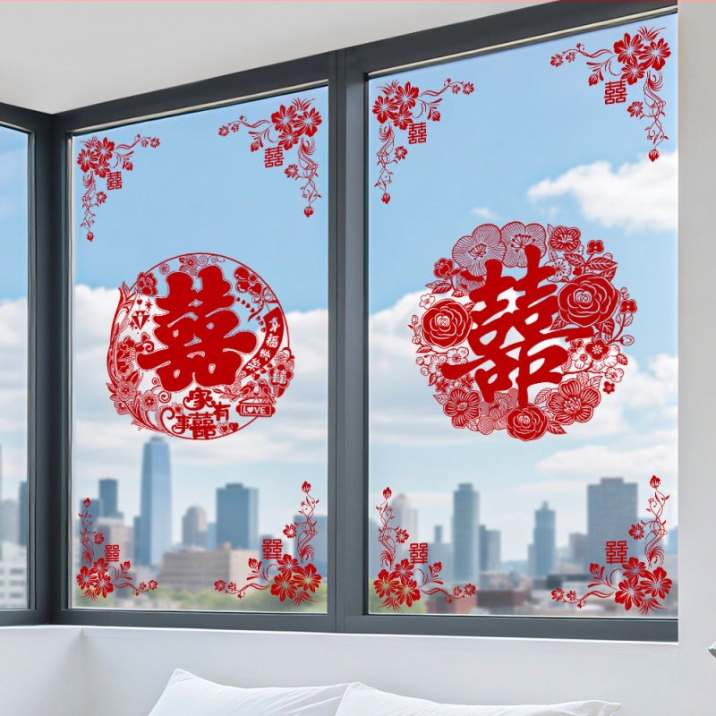 Maiwei statická nálepka na okno pre svadobnú výzdobu – inštalácia bez vŕtačky, okno výzdoba na svadbu