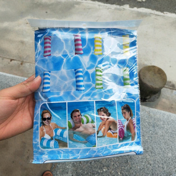 Naduvani bazenski hamak, sklOPivi prugasti dizajn s mrežom, ekološki PVC, Summer Fun