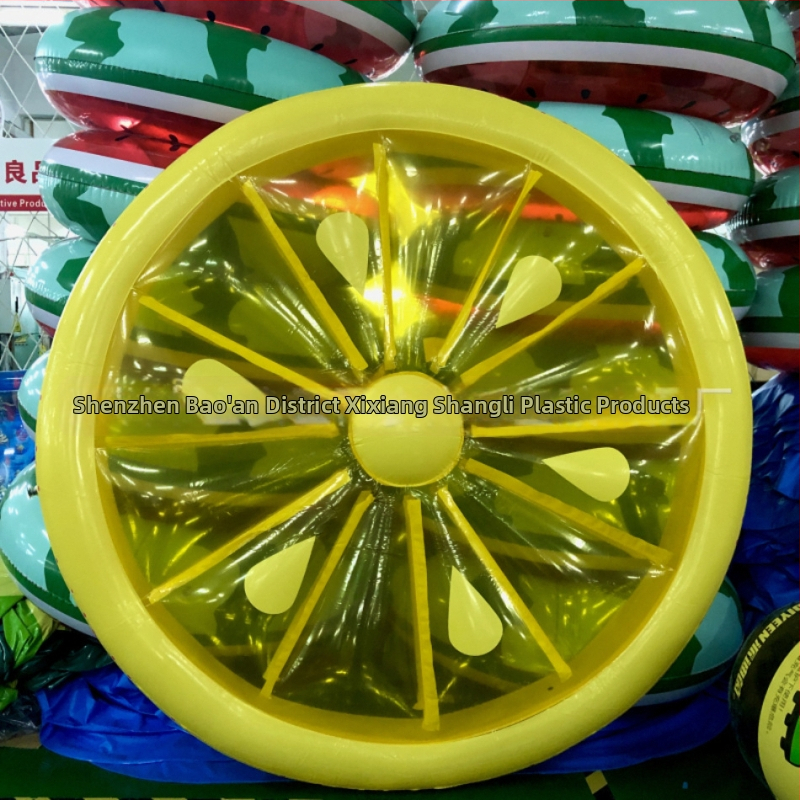 PVC nafukovací citrónový tvar - kruhový s priemerom 160 cm, plávajúci plávací matrac do bazéna pre dospelých