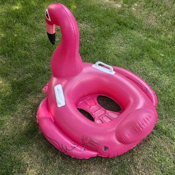 Inel de înot gonflabil în formă de flamingo pentru copii, cu mâner, PVC 0,25 mm, model desen animat, inel de șezut, potrivit pentru înot și plimbări în apă