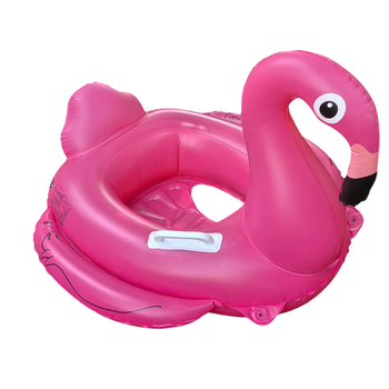 Inel de înot gonflabil în formă de flamingo pentru copii, cu mâner, PVC 0,25 mm, model desen animat, inel de șezut, potrivit pentru înot și plimbări în apă