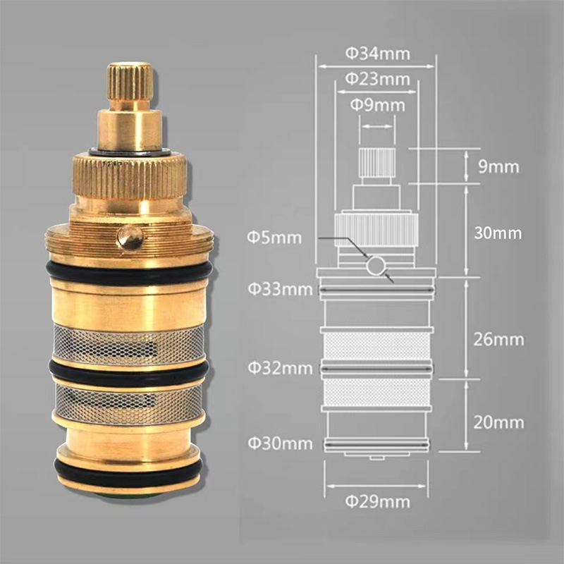 Termostatsko jezgro ventila za tuš – mesing, voda, max 90°C, rotacija 360°, WRAS certificirano