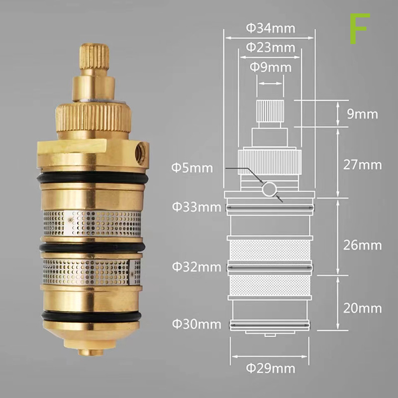 Termostatsko jezgro ventila za tuš – mesing, voda, max 90°C, rotacija 360°, WRAS certificirano