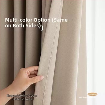 Zatemňovacia záves jednofarebný s tepelnou izoláciou a dizajnom na zvýšenie výšky, polyesterový žakard, nordický štýl, vhodný do obývačky, spálne, balkóna a rohového okna