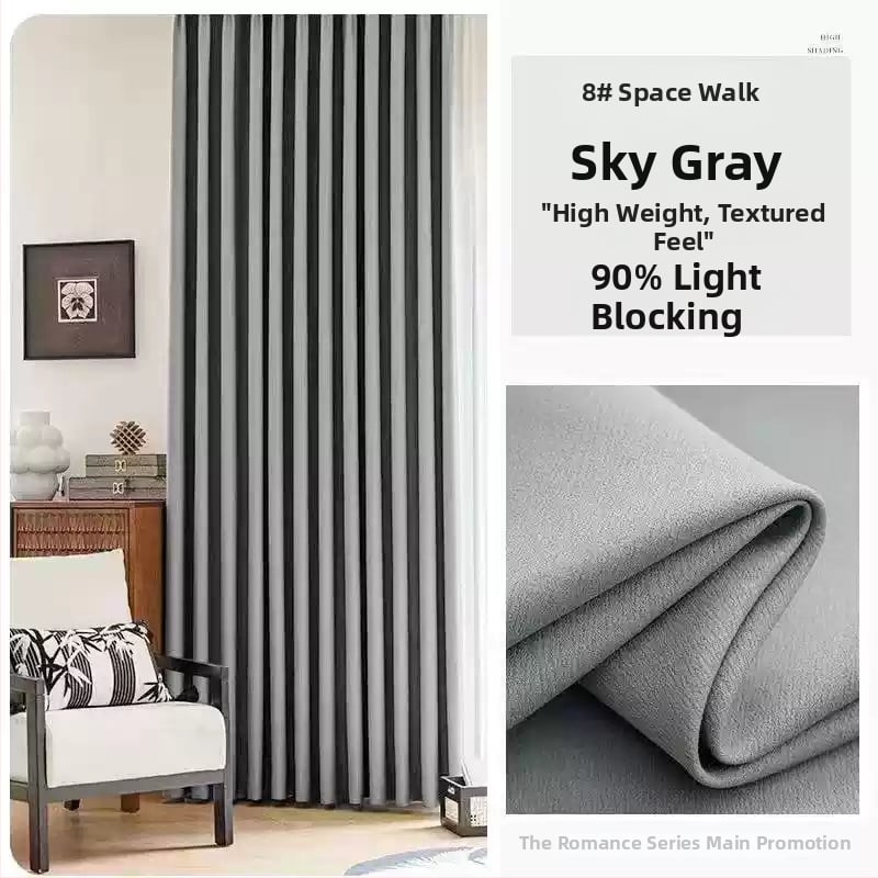 Zatemňovacia záves jednofarebný s tepelnou izoláciou a dizajnom na zvýšenie výšky, polyesterový žakard, nordický štýl, vhodný do obývačky, spálne, balkóna a rohového okna