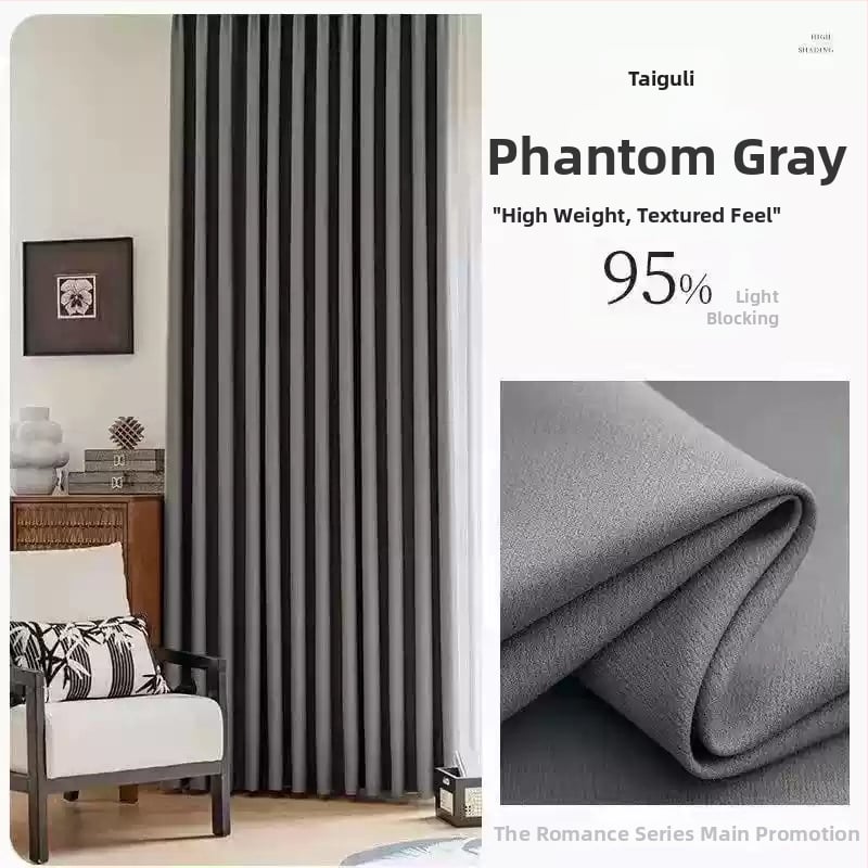Zatemňovacia záves jednofarebný s tepelnou izoláciou a dizajnom na zvýšenie výšky, polyesterový žakard, nordický štýl, vhodný do obývačky, spálne, balkóna a rohového okna