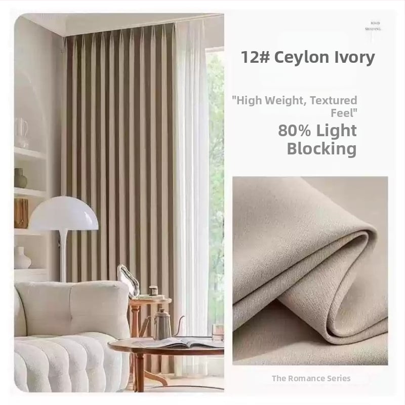 Zatemňovacia záves jednofarebný s tepelnou izoláciou a dizajnom na zvýšenie výšky, polyesterový žakard, nordický štýl, vhodný do obývačky, spálne, balkóna a rohového okna