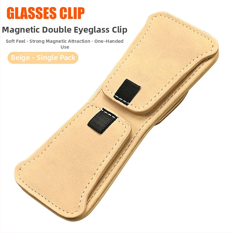 Autoklip na okuliare z velúru PU, magnetické prilípnutie, dvojitý klip na slnečník a interiér auta, držiak na ID