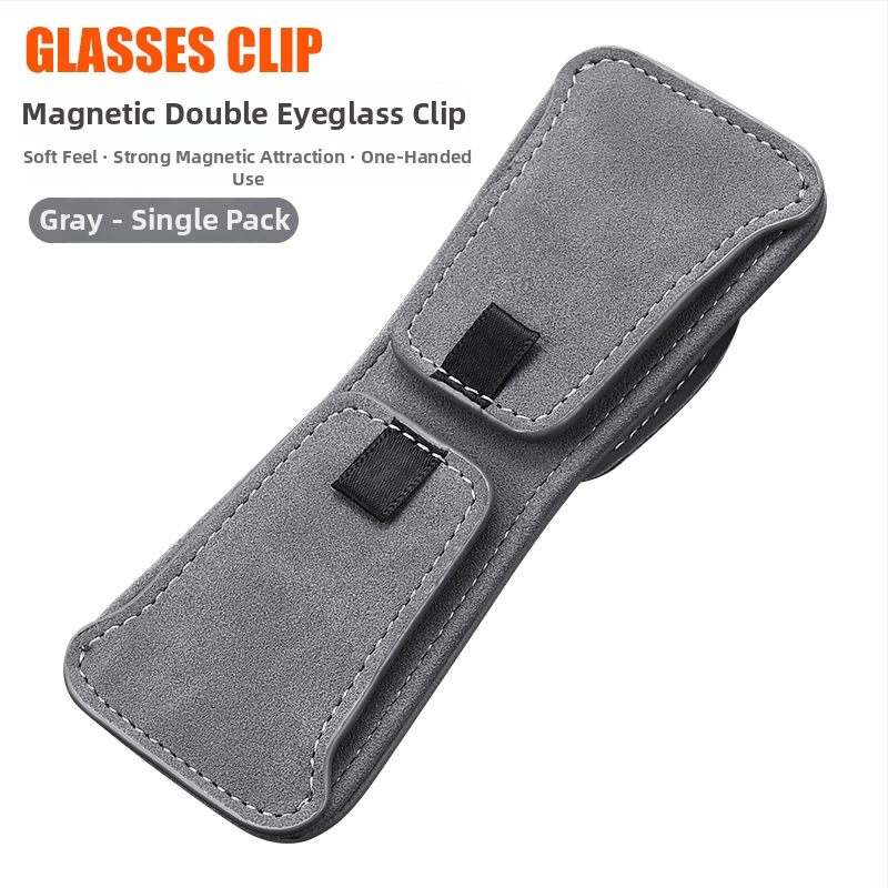 Autoklip na okuliare z velúru PU, magnetické prilípnutie, dvojitý klip na slnečník a interiér auta, držiak na ID