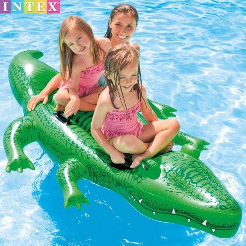 INTEX dvostruka napuhana plovka za vodu u obliku krokodila s držačem, PVC materijal
