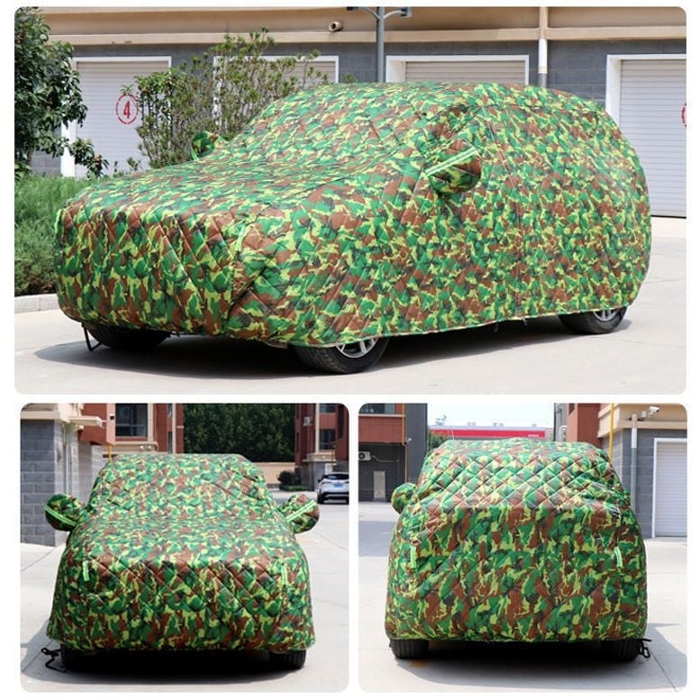 Удебелено зимно покривало за кола – защита от дъжд, сняг, градушка и замръзване; материал: полиестер със сатенен ефект; съвместимо с автомобили, SUV и пикап