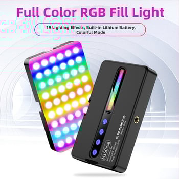 LED výplňové svetlo M160 RGB – Prenosné ručné RGB svetlo pre živé vysielanie a fotografovanie, integrovaná batéria, nastaviteľná farebná teplota 2500K–9900K