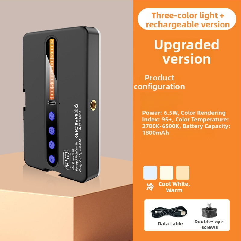 LED výplňové svetlo M160 RGB – Prenosné ručné RGB svetlo pre živé vysielanie a fotografovanie, integrovaná batéria, nastaviteľná farebná teplota 2500K–9900K