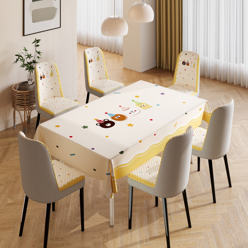 Set navlaka za stolice i stolnjak — pravokutni, moderan vodootporan stolnjak, jastučići za stolice, kućni blagovaonički set