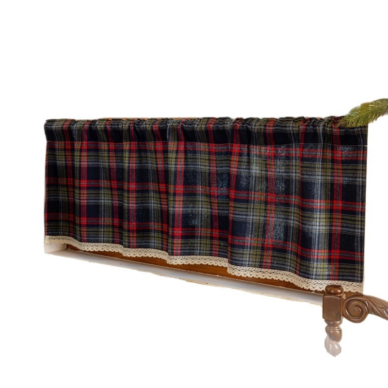 Záves do okien s károvaným vzorom, polopriesvitný 40–70%, polyester-bavlna, tkanina farbená pri vlákne, montáž bez vŕtania