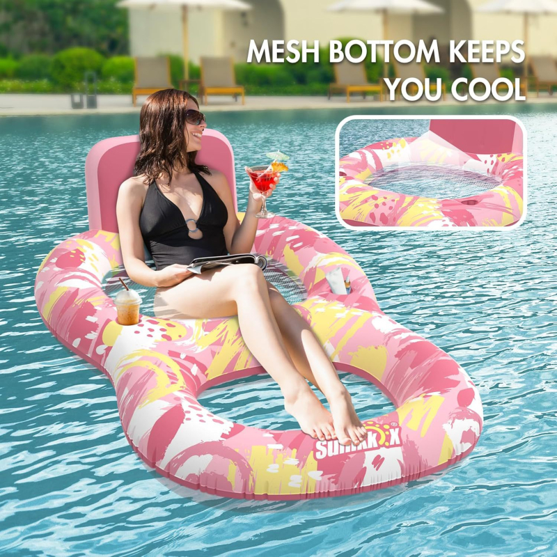 Șezlong gonflabil pentru piscină din PVC cu suport pentru pahar și spate - Model XIANLI-88, CE certificat, Brand XIANLI, Material PVC