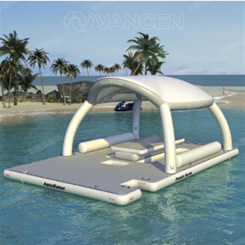 Водна надуваема плаваща платформа от PVC, марка Vancen, модел Vancen-888, с надуваем воден сенник-бар и водна палатка