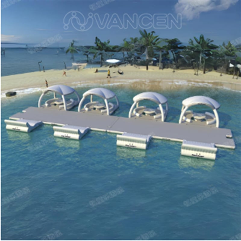 Водна надуваема плаваща платформа от PVC, марка Vancen, модел Vancen-888, с надуваем воден сенник-бар и водна палатка