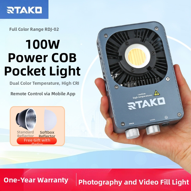 Svetlo za live streaming - ručno, prijenosno COB stalno svjetlo s dvostrukom temperaturom boje (2500K-9900K), 51-100W, 220V
