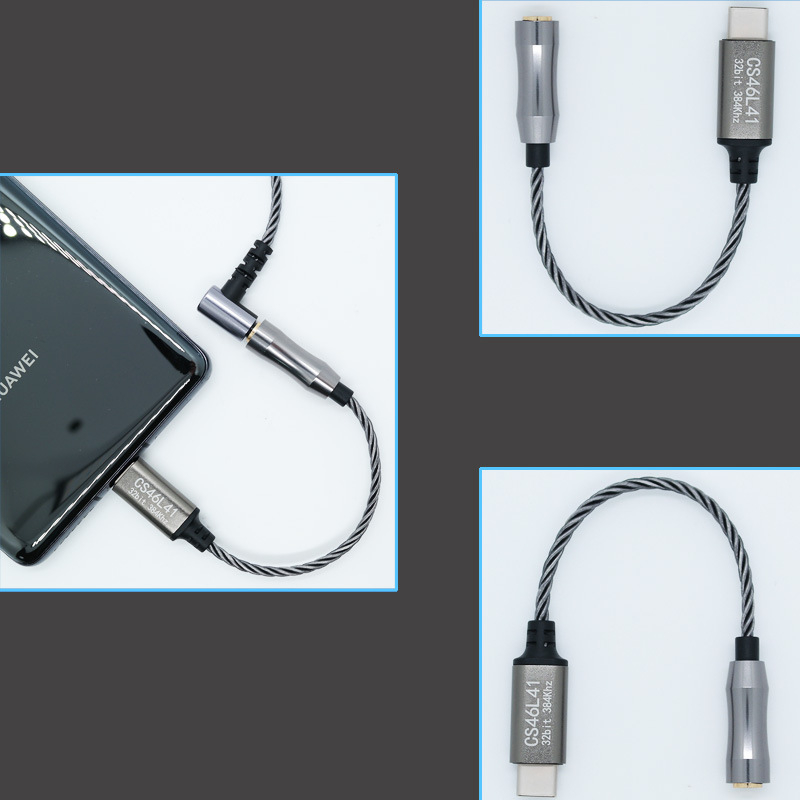 Type-C na 3,5 mm audio adapter kabel CS46L41 – digitalni dekoder zvuka i pojačalo za slušalice, bakreno srebrni vodiči