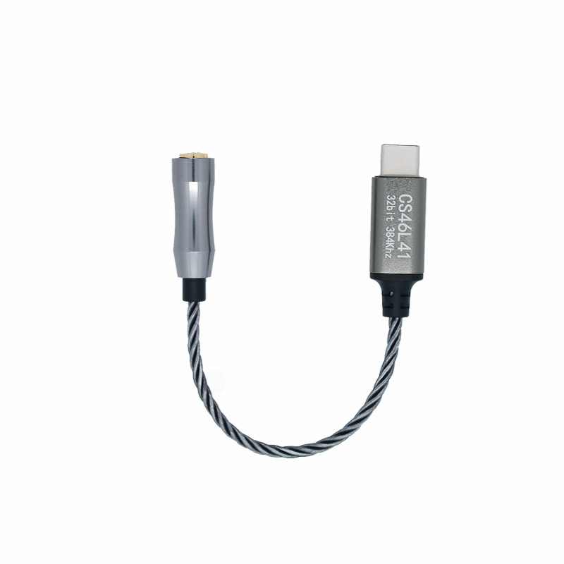 Type-C na 3,5 mm audio adapter kabel CS46L41 – digitalni dekoder zvuka i pojačalo za slušalice, bakreno srebrni vodiči
