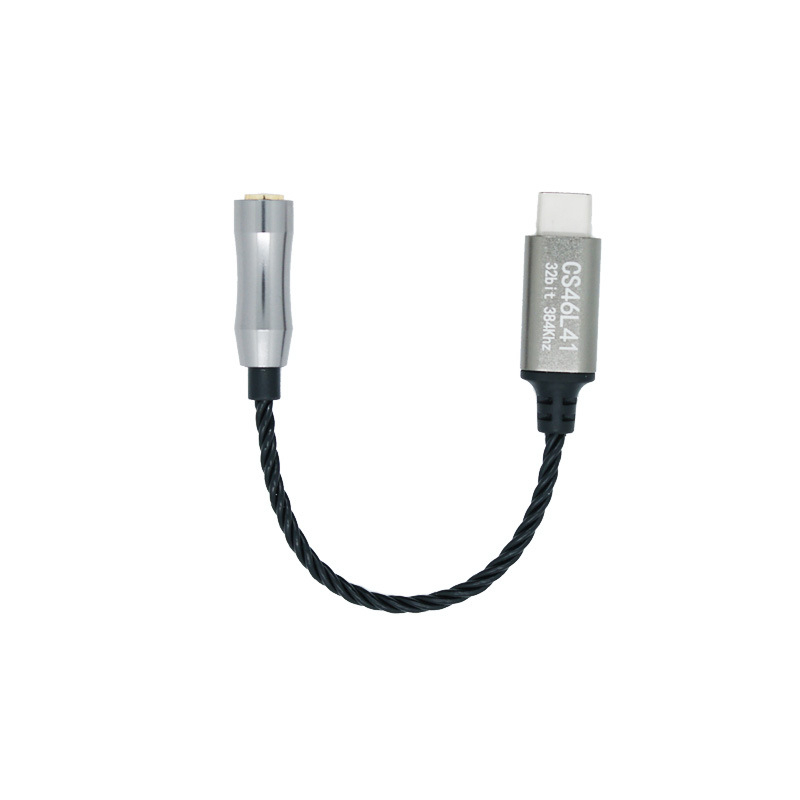 Type-C na 3,5 mm audio adapter kabel CS46L41 – digitalni dekoder zvuka i pojačalo za slušalice, bakreno srebrni vodiči