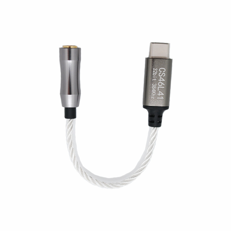 Type-C na 3,5 mm audio adapter kabel CS46L41 – digitalni dekoder zvuka i pojačalo za slušalice, bakreno srebrni vodiči