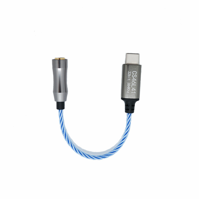 Type-C na 3,5 mm audio adapter kabel CS46L41 – digitalni dekoder zvuka i pojačalo za slušalice, bakreno srebrni vodiči