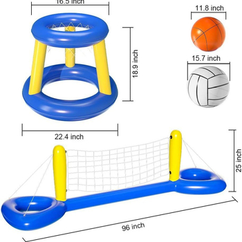 Red Sparrow felfújható vízi játék röplabdához és kosárlabdához – PVC környezetbarát, 7–14 éveseknek