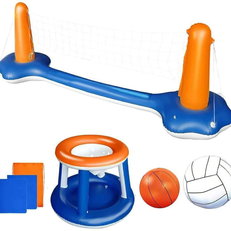 Red Sparrow felfújható vízi játék röplabdához és kosárlabdához – PVC környezetbarát, 7–14 éveseknek