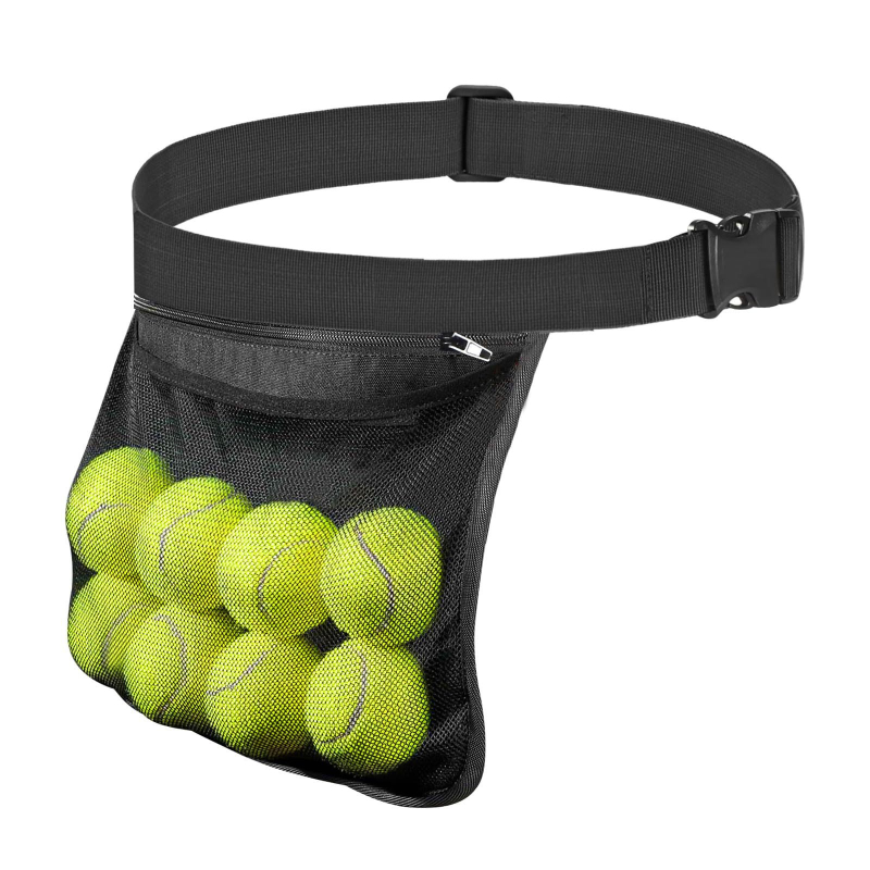 Prijenosna mrežasta torba za skupljanje teniskih i golf lopti; pojasna torba za skladištenje lopti; prikladna za stolni tenis, badminton i pickleball.