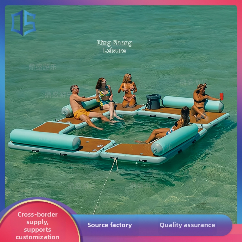 Nafukovacia plávajúca platforma do vody s jogamatkou a oddychovou zónou (brúsený materiál, uvoľnenie stresu, prispôsobený, model 665, vhodný pre podujatia a vodné športy)