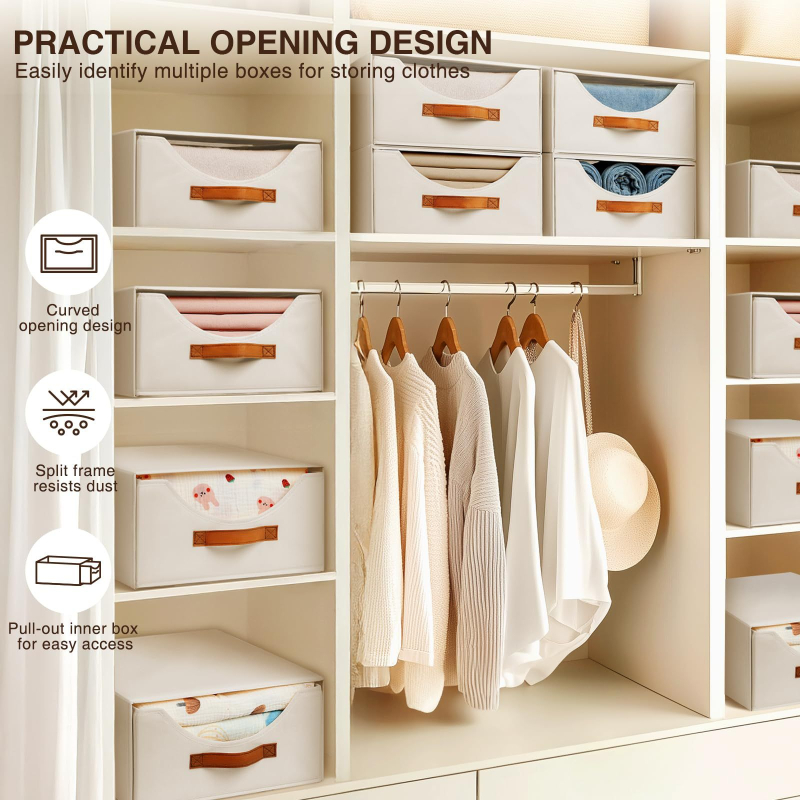 Fehérneműtároló doboz lenvászonból, összecsukható, fedéllel, többször is rakható — Porálló, Nagy kapacitás 21