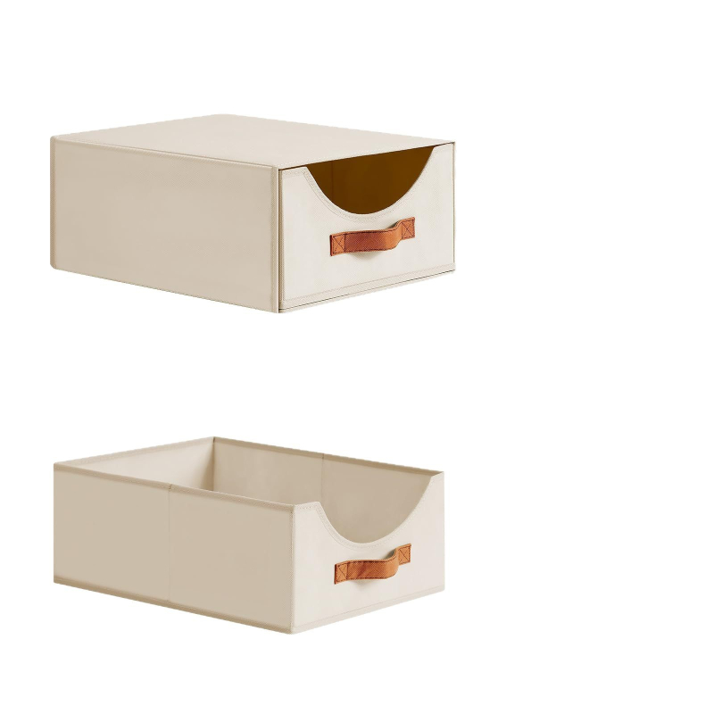 Fehérneműtároló doboz lenvászonból, összecsukható, fedéllel, többször is rakható — Porálló, Nagy kapacitás 21