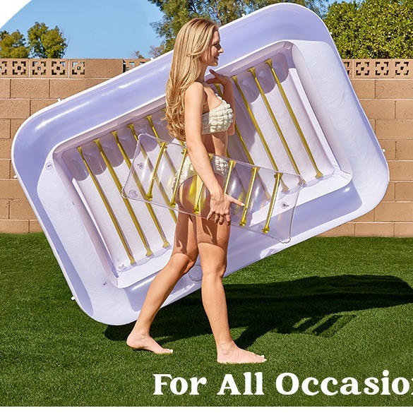 Dvoosobna naduvna vodena ležaljka s naslonom — plutajući krevet s dizajnom lišća javora; Materijal: ekološki PVC; Marka: Nije specificirano; Kategorija: Ostalo
